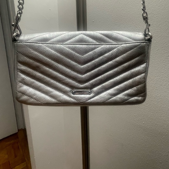 Rebecca Minkoff Metallic Silver Crossbody Bag - Picture 7 of 8
